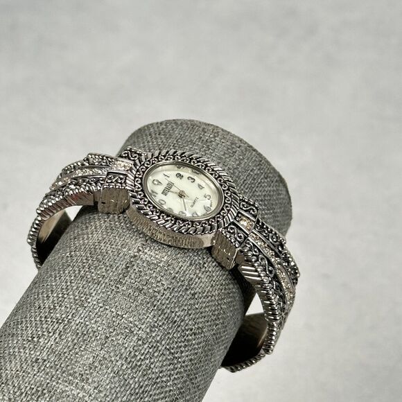 Cote De Azur Watch 24mm Oval MOP Dial Western Rhinestone Cuff New Battery - Picture 2 of 11